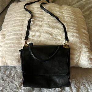 Sole Society Black Shoulder Bag with Gold Hardware